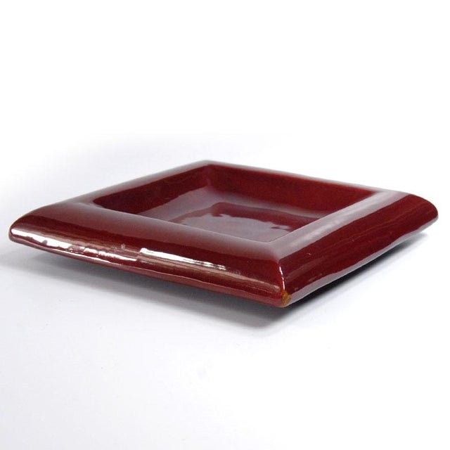 Italian Burgundy Glazed Ceramic Dish from Italica Ars, 1970s For Sale - Image 4 of 10