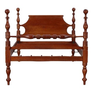 Mid 20th Century Vintage Campbellsville Full Size Solid Cherry Low Post Cannonball Bed For Sale