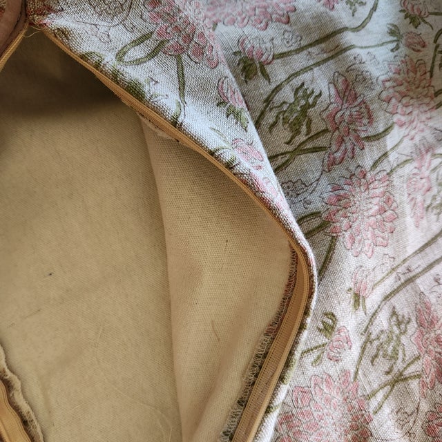 1990s Linen Hand Block Print Pillow For Sale - Image 5 of 5