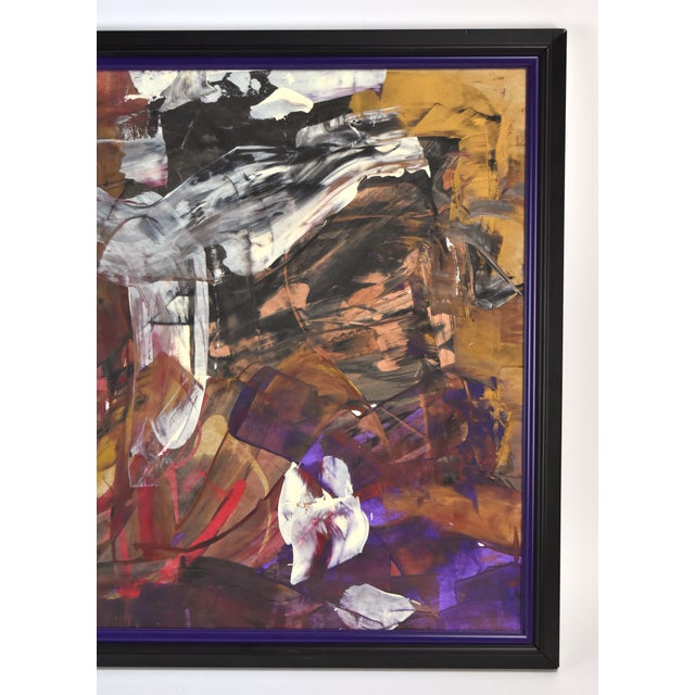 Late 20th Century Late 20th Century Vintage Metallic Abstract Expressionist Oil Painting, Framed For Sale - Image 5 of 8