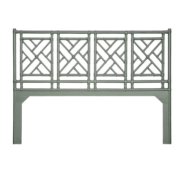 Transitional Chippendale Platform Bed King, Evergreen For Sale - Image 3 of 6