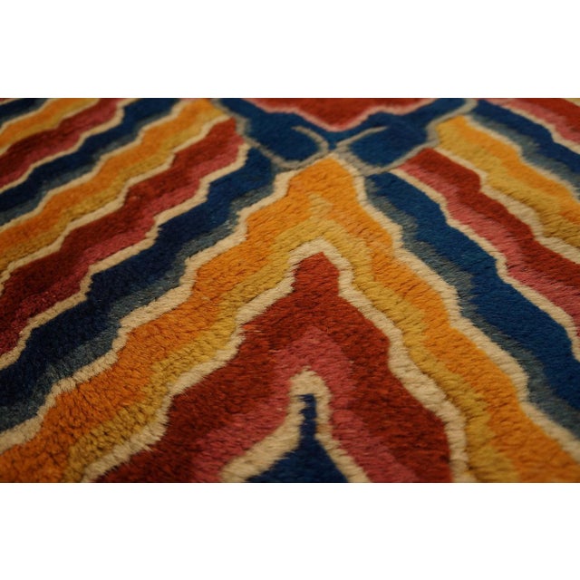 Charming Violet and Yellow Color With Dragon Design Antique Chinese Ningxia Rug For Sale - Image 9 of 11