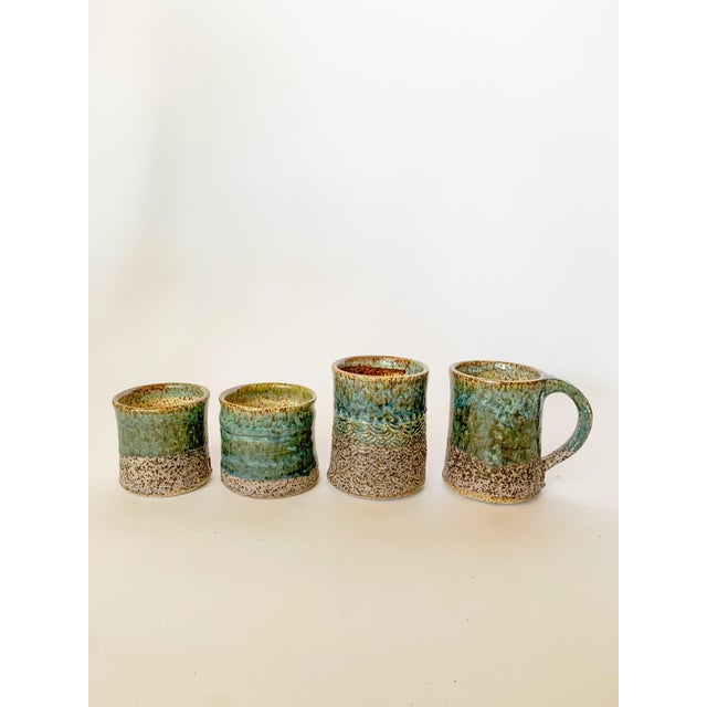 Artisan Speckled Studio Pottery Mugs - Set of 4 For Sale - Image 11 of 12