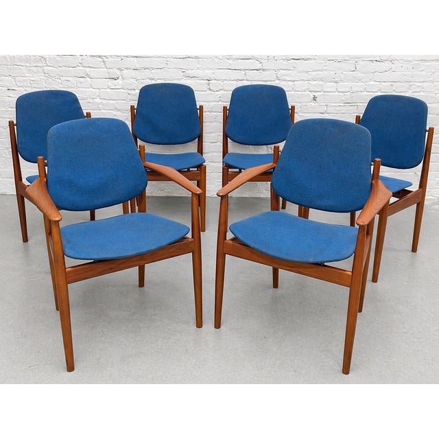 Arne Vodder Rare Mid Century Modern Danish Teak Model 203 Dining Chairs by Arne Vodder for France & Daverkosen, Set of Six For Sale - Image 4 of 15