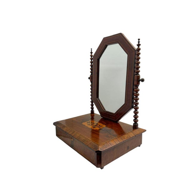 Antique Walnut Vanity Mirror or Dressing Table Mirror, 1900s For Sale - Image 3 of 9