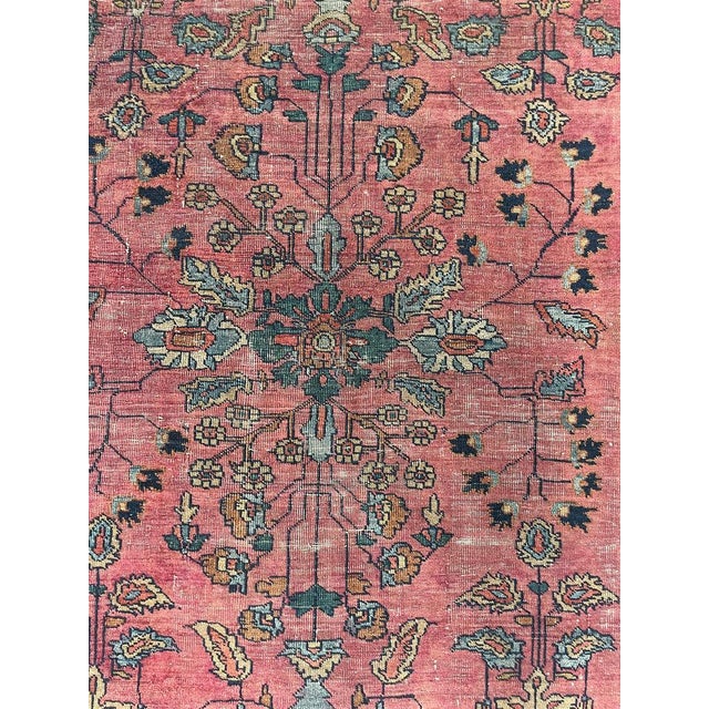 1920s Coral Reef & Glacier, Arctic & Ice Blue Antique Lilihan Sarouk Rug 4.3 x 6.6 For Sale - Image 5 of 12