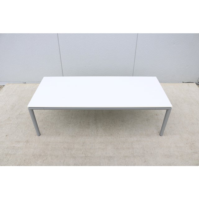 Modern Chris Adamick for Allsteel Parallel Rectangular White Top Coffee Table For Sale - Image 4 of 12