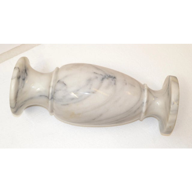Stone Art Deco Style 20th Century Hand-Carved Carrara Marble Vase Urn Vessel Italy For Sale - Image 7 of 13