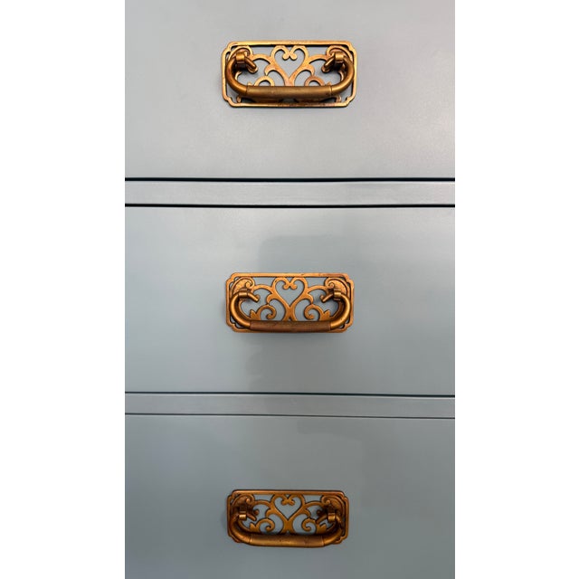 Blue Pair of Chinoiserie Chic Small Dressers/Nightstands by Bernhardt For Sale - Image 8 of 11