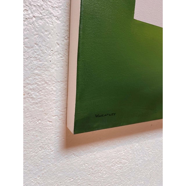 Contemporary El Guapo by Justin Wheatley | Acrylic on Canvas White Barn With Green Field For Sale - Image 3 of 11