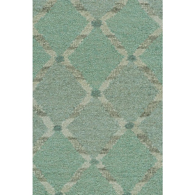Contemporary 2010s Rug & Kilim’s Scandinavian Style Kilim in Blue & Gray Geometric Patterns For Sale - Image 3 of 8