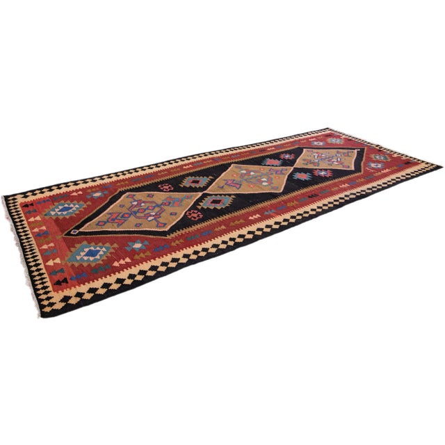 Mid-20th Century Turkish Kilim Multicolor Handmade Tribal Wool Rug For Sale - Image 9 of 10