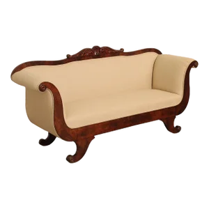 Antique Empire Style Carved Mahogany Sofa