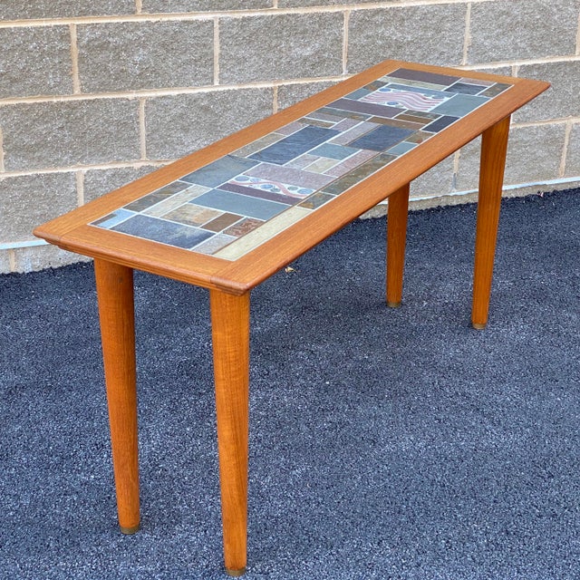 Danish Teak Tile Top Console Table Chairish