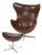 1974 Brown Leather Arne Jacobsen Fritz Hansen Egg Chair & Ottoman For Sale