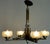 Metal French Art Deco Brass and Satin Glass 4-Light Chandelier, 1920s For Sale - Image 7 of 15