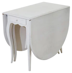 Folding Table in Antique White with Rounded Edges