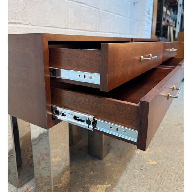 Vintage Modern Walnut and Metal Office End Tables For Sale - Image 11 of 15