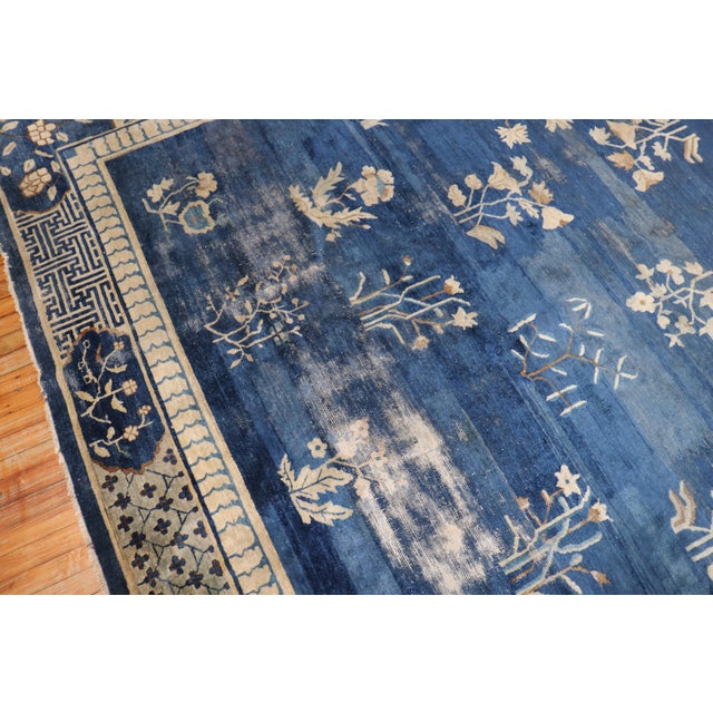 Early 20th Century Blue Early 20th Century Large Chinese Square Rug For Sale - Image 5 of 6