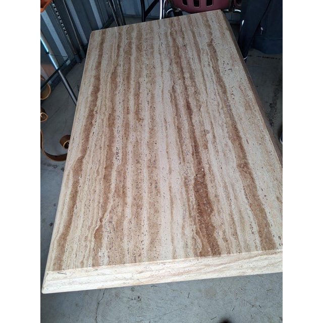 Up for sale is a stunning, authentic vintage Postmodern travertine coffee table from the 1970s/1980s. This monolithic...
