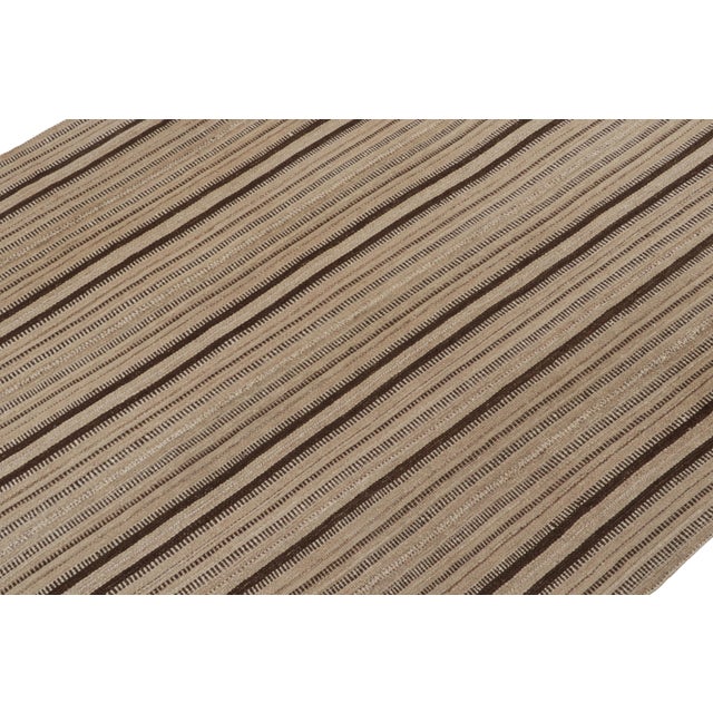 Persian Vintage Kurdish Persian Kilim in Beige-Brown Stripes by Rug & Kilim For Sale - Image 3 of 7
