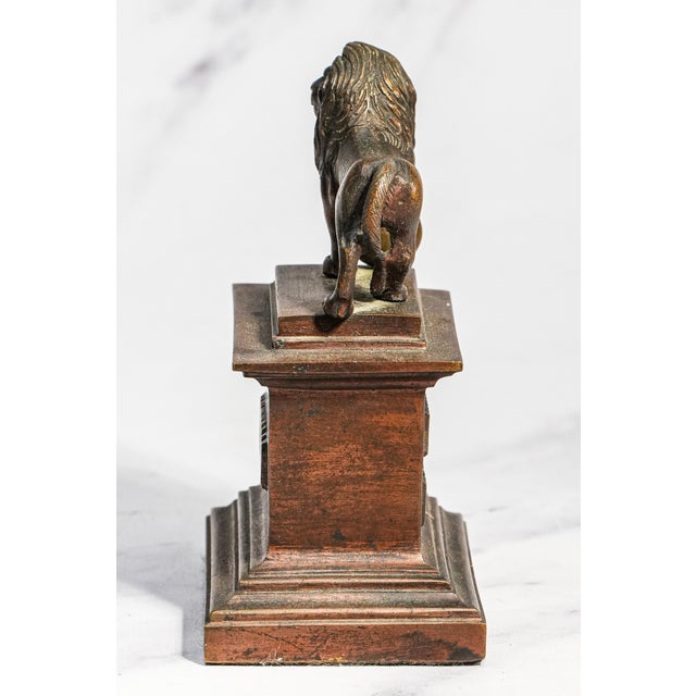 Heavy 19th Century Miniature Model Antique Grand Tour Waterloo Lion Brass Souvenir Butte Du Lion Monument France Home Decor For Sale - Image 10 of 11