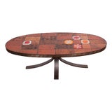 Coffee Table in Lava Stone, Ceramic and Steel by Jean Jaffeux, 1960s For Sale