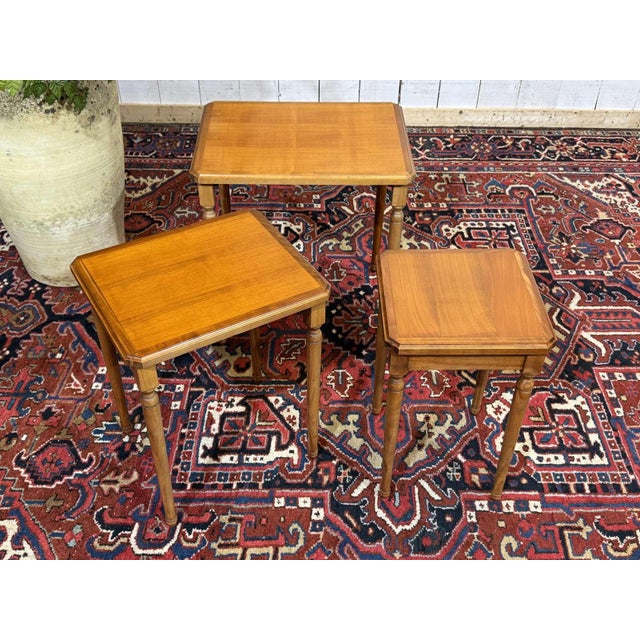 Cherry Wood Nesting Tables, 1960s, Set of 3 For Sale - Image 11 of 11