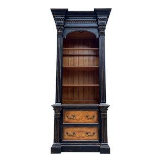 Hooker North Hampton Collection Ebonized Maple Illuminated Single Bookcase For Sale