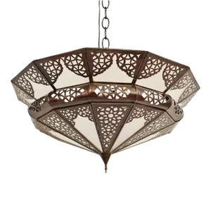 Vintage Moroccan Metal Frosted Dish Pendant Light Small