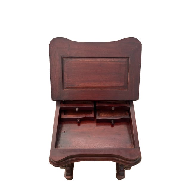 Art Nouveau Vintage Davenport Captain's Desk Twelve Drawers Portable Table Top Petite Size For Sale - Image 3 of 12