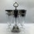 This is a vintage set of 4 Queens lusterware silver ombré glasses and 2 Dorothy Thorpe pilsner glasses with a caddy, from...