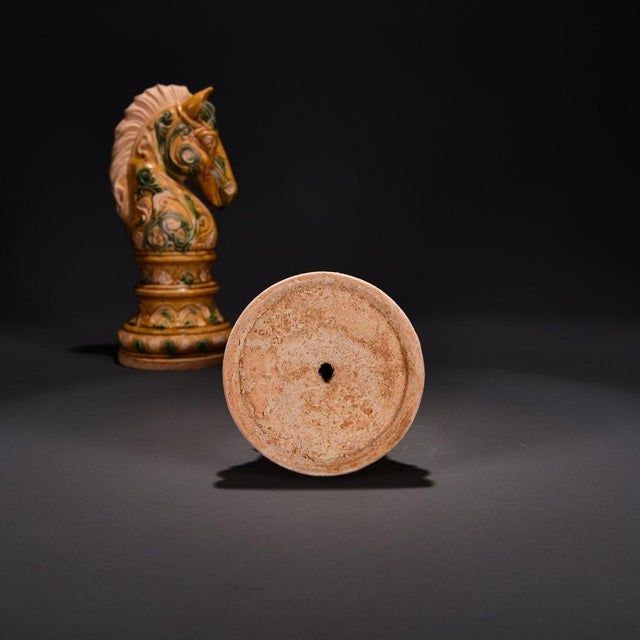 Gemstone Pair of Vintage Sancai Glazed Horse Head Figurines / Sculptures For Sale - Image 7 of 9