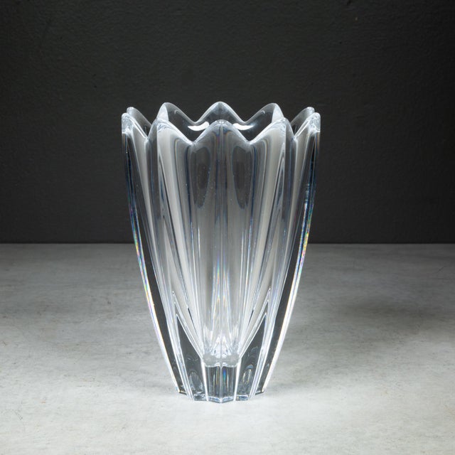Orrefors Vintage Orrefors Crystal Fleur Vase, Signed, Sweden For Sale - Image 4 of 6