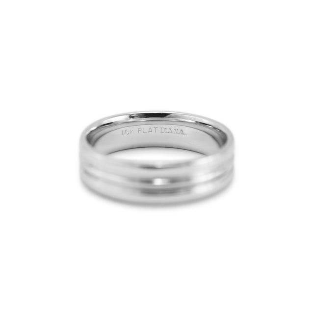 Early 21st Century Men’s Platinum and 18k White Gold Diana Wedding Band Ring, Size 9.25 For Sale - Image 5 of 6