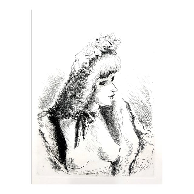 André Dignimont - Belle Epoque Portrait - Original Etching 1946 For Sale