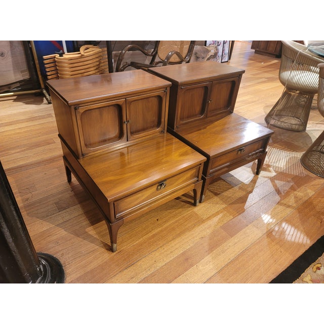 White Fine Furniture Walnut and Brass Nightstands a Pair Chairish