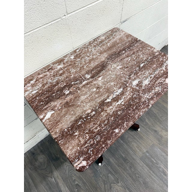 Antique Victorian Eastlake Marble Top Walnut Parlor Table For Sale - Image 12 of 14