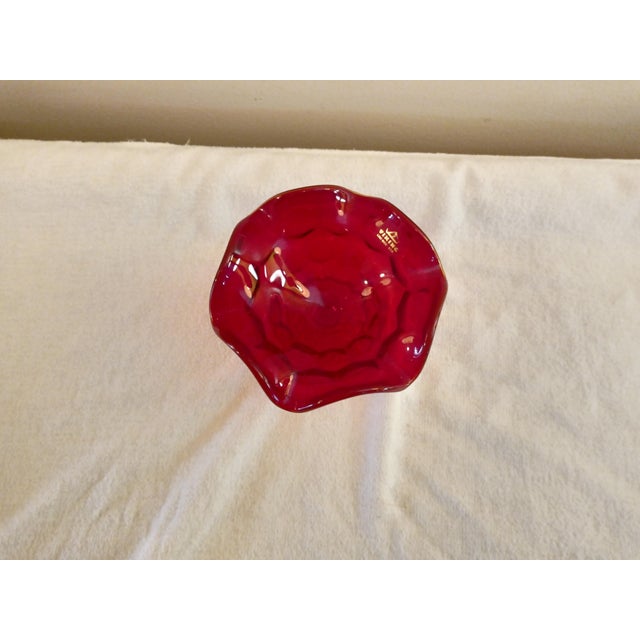 1960s Vintage 1960's Georgian Pattern Ruby Footed Fluted Compote 6 1/4" For Sale - Image 5 of 6