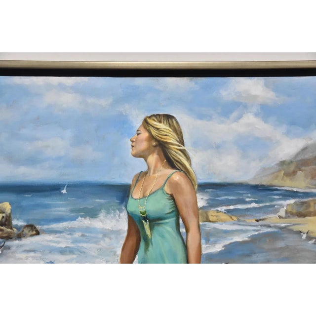 Late 20th Century Late 20th Century Harry McCormick , Oil Painting Woman on Beach, Framed For Sale - Image 5 of 8
