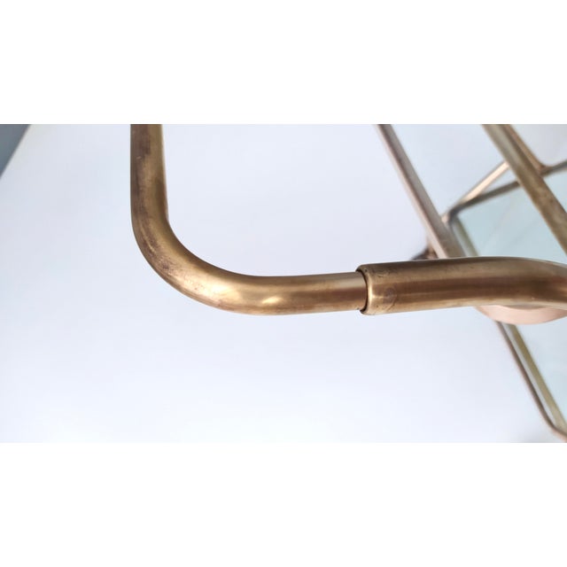 Vintage Brass Serving Cart with Glass Shelves, Italy For Sale - Image 11 of 14