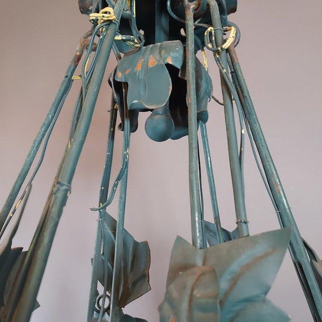 Metal Mid 20th Century Green Grape Hanging Light Fixture For Sale - Image 7 of 9