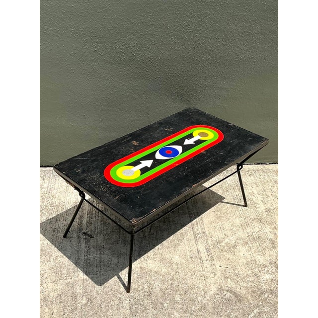 Vintage Geometric Painted Wood Table For Sale - Image 16 of 18