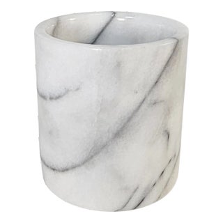 White Marble Wine Bottle Cooler/ Bottle Holder 4.75" For Sale