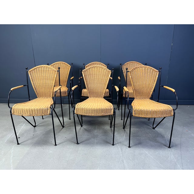Wicker Chairs from Frederick Weinberg, 1960s, Set of 6 For Sale - Image 10 of 14