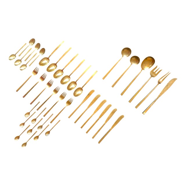 Scanline Flatware for 6 by Sigvard Bernadotte, 1950s, Set of 39 For Sale