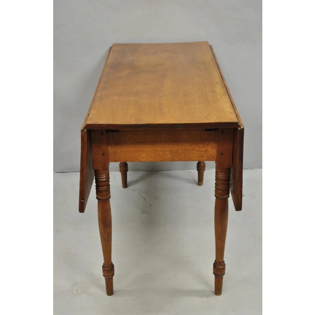 Antique French Country Farmhouse Cherry Wood Drop Leaf Extension Dining Table For Sale - Image 4 of 12