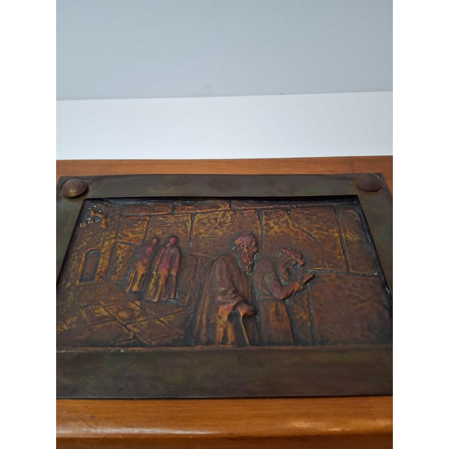 Antique Bezalel Jerusalem Copper Relief Plaque Western Wall Mandate Palestine C. 1920s Judaica For Sale - Image 15 of 16