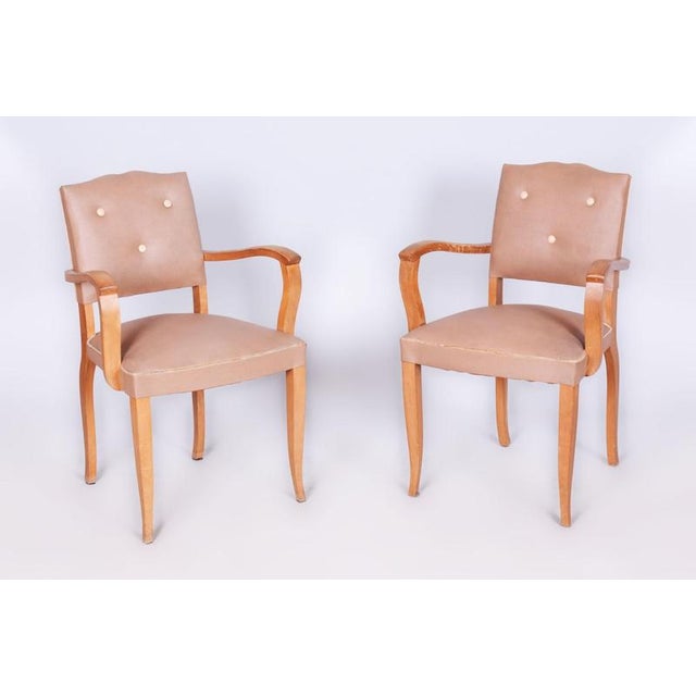 Set of Art Deco Armchairs in Beech attributed to Jules Leleu, France, 1930s For Sale - Image 11 of 11