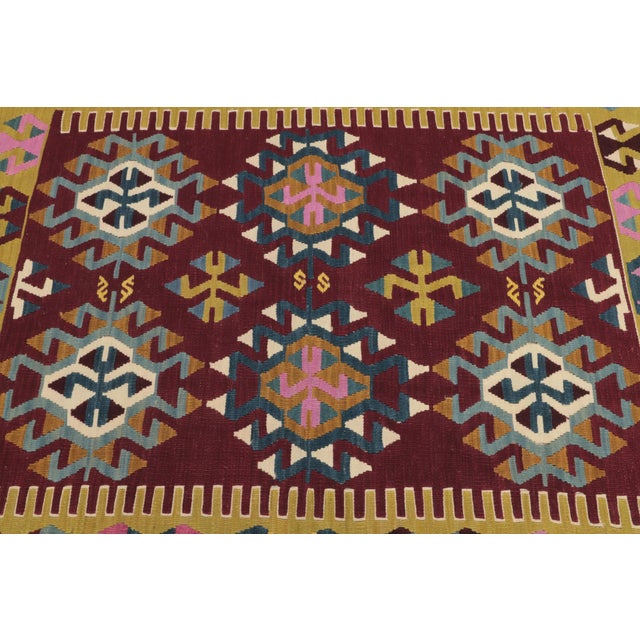 1980s Tribal Style Turkish Handmade Oushak Kilim Rug For Sale - Image 9 of 13